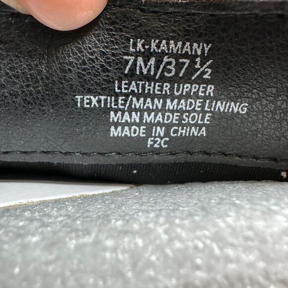 New Lucky Brand Kamany Leather Boot Black Horseshoe Shape Logo Women's 7M NWOB - Picture 10 of 11